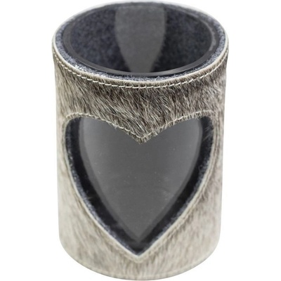Svícen Srdce z hovězí kůže šedá 15cm - 11,5*11,5*15,5cm - Mars & More