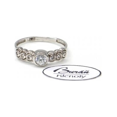 Pattic prsteň z bieleho zlata so stredovým zirkónom a zirkónmi PR116410601B