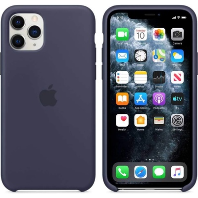 Apple Silicone Case - оригинален силиконов кейс за iPhone 11 Pro Max (тъмносин)
