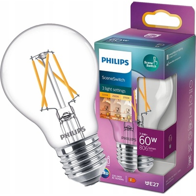 Philips SceneSwitch, klasik, 7,5W, E27, teplá bílá – Zboží Dáma