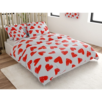 Textilomanie bavlna obliečky WARM HEART svetlo modré 70x90 140x200