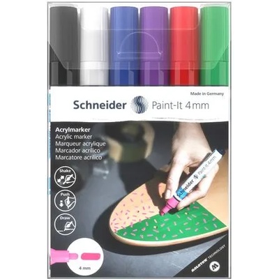 Schneider Комплект маркери за декорация, акрилни, 4 мм, SCHNEIDER "Paint-It 320", 6 различни цвята 120295 (120295)