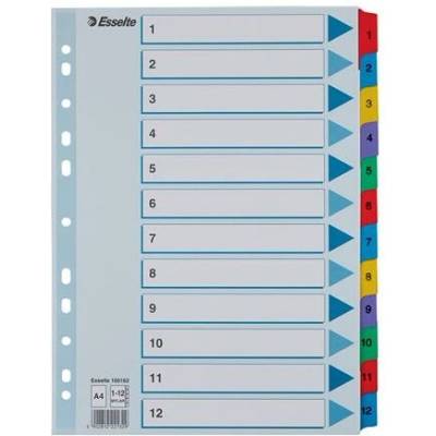 Register, kartón, A4, 1–12, ESSELTE „Mylar“ 100162