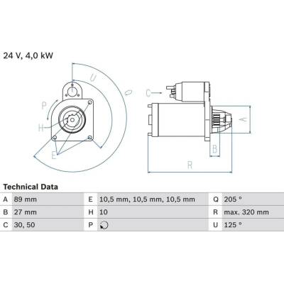 Startér BOSCH 0 986 021 190 (0986021190)