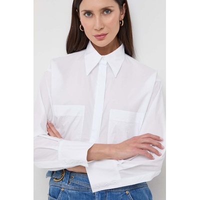 PINKO Памучна риза Pinko дамска в бяло със свободна кройка с класическа яка 103060. A1ON (103060.A1ON)