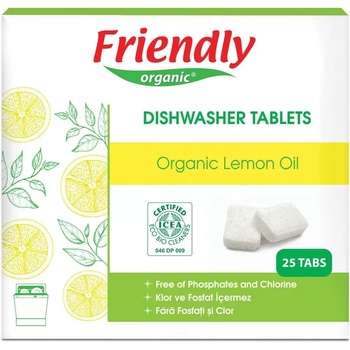 Friendly Organic Препарат за съдомиялна (таблетки) лимон, 25бр. /450гр (fr.01864)