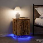 vidaXL Нощни шкафчета с LED осветление 2 бр. старо дърво 38x34x50 cm (861280)