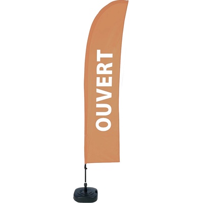 Jansen Display Beach Flag Budget Wind Complete Set Open Brown French, 1010 x 4305 mm