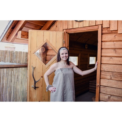 Nelly Dámská saunová sada přírodní kilt, žíňka čelenka gumička turban