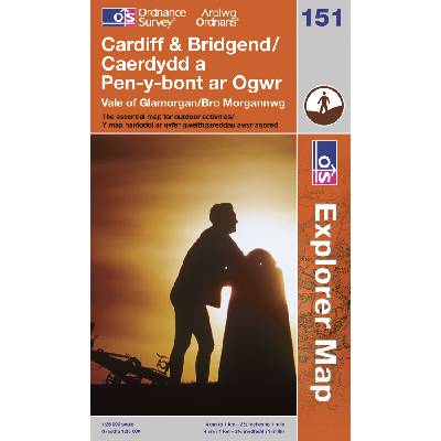 Cardiff / Bridgend 1:25.000 turistická mapa OS #151