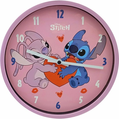 Disney Nástěnné hodiny 24 cm - Stitch a Angel