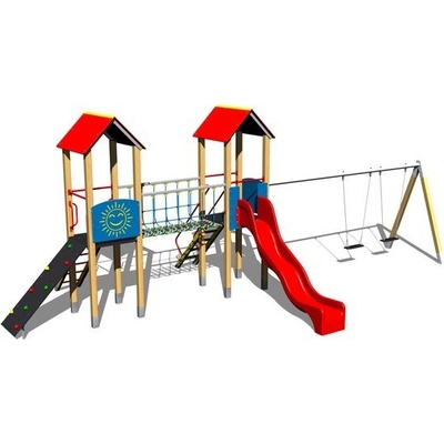 Playground System zostava so šmýkačkou a dvojhojdačkou 4U225D-15