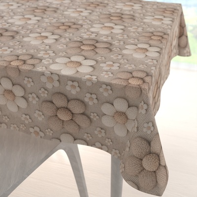 Biante štvorcový obrus Terra TRA-005 Pletené kvety na sivobéžovom 70x70 cm
