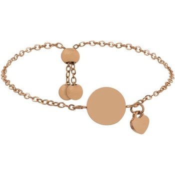 Bellita Регулируема дамска розовозлатиста гривна с кръгла плочка Bellita (BLT-N5-01-RG)