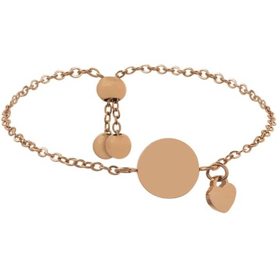 Bellita Регулируема дамска розовозлатиста гривна с кръгла плочка Bellita (BLT-N5-01-RG)