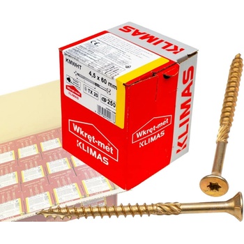 Klimas Wkret-Met TX 4,5x60mm - 1 Kartón (12x250 ks) - Skrutky / Vruty do dreva so zapustenou hlavou, WKCS