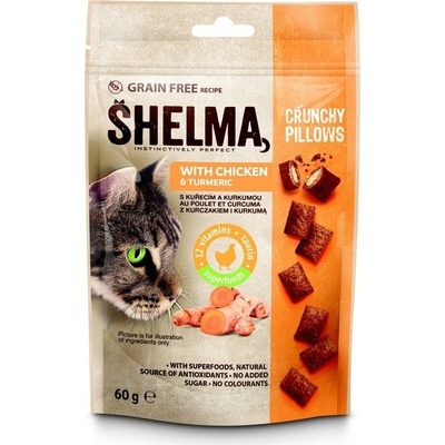 SHELMA vankúšiky s kuracím mäsom a kurkumou GF 60 g