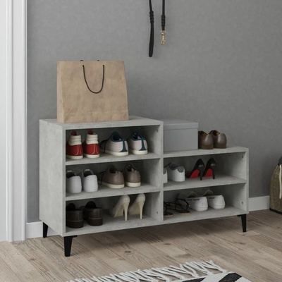 vidaXL Шкаф за обувки, бетонно сив, 102x36x60 см, инженерно дърво (819736)
