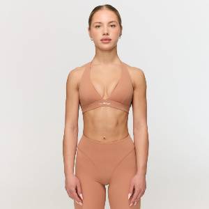GymBeam Спортен сутиен Fierce Halter Caramel XS
