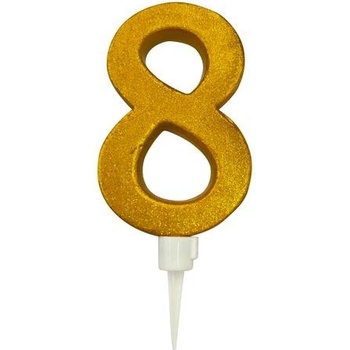 TORO Tortová sviečka číslica 8 zapichovacia 16cm zlatá