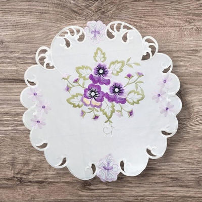 Raebel Biely obrus Vyšívaný kruh 40cm 1875 biela Polyester 40x40cm