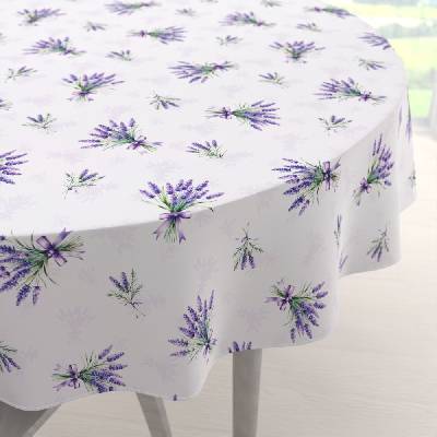 Biante Teflónový okrúhly obrus TF-128 Vetvičky levandúľ na bielom Ø 90 cm