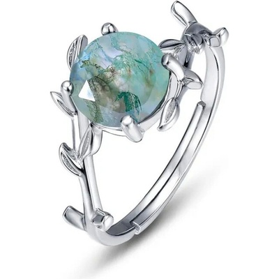 Majya Stříbrný nastavitelný prsten DEEPER s mechovým achátem 11814