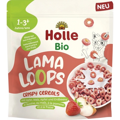 Holle Bio Dětské cereálie Lama Loops s jahodou a jablkem 125 g