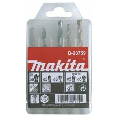 MAKITA sada vrtáků do kovu/dřeva/zdiva 5;6/5;6/6mm, stopka HEX 1/4", 5ks (D-23759)