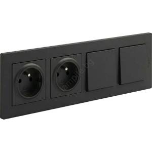 Legrand Legrand-Двойна електрическа розетка 250V/16A и двоен еднополюсен ключ бр. 1 NILOE STEP (LR0033G)