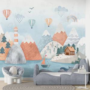 Art Gift Decor Детски фототапет приказни планини и морско приключение