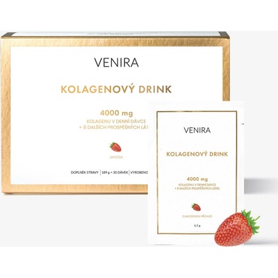 Venira kolagénový drink pre vlasy nechty a pleť jahoda morský kolagén 30 sáčkov