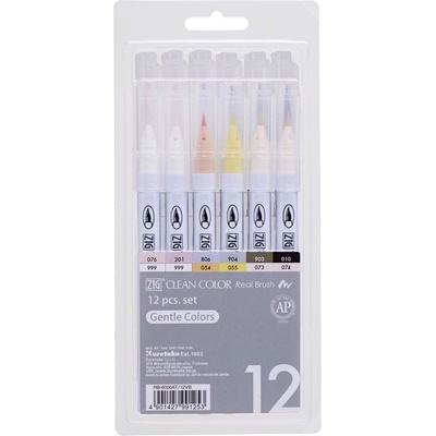 ZIG Clean Color Pensel Pen меки цветове комплект от 12 бр (RB-6000AT/12VB)