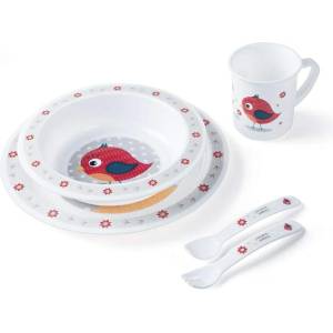 Canpol babies Пластмасов комплект за хранене Canpol - Happy Animals, Червен (4/401_red) - kindermarket
