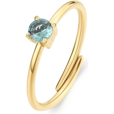 S'Agapõ Pozlacený prsten se zeleným kubickým zirkonem Dazzly SDZ39