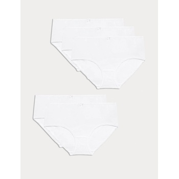 Marks & Spencer Миди бикини от памук Lycra®, 5 опаковки Marks & Spencer бели Marks & Spencer | Byal | ЖЕНИ | S
