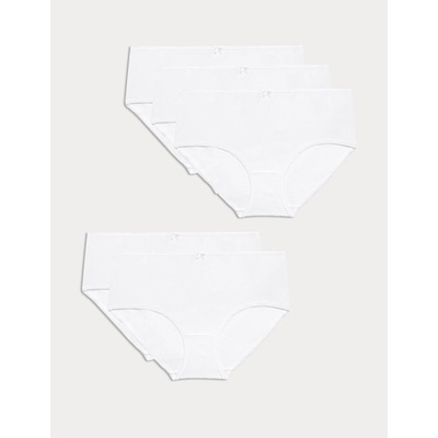 Marks & Spencer Миди бикини от памук Lycra®, 5 опаковки Marks & Spencer бели Marks & Spencer | Byal | ЖЕНИ | S