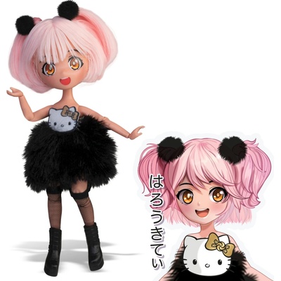 Hello Kitty Manga bábika, 19 cm (Golden Diva – ružové vlasy)