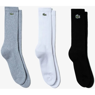Lacoste Чорапи Lacoste Men's Cotton Logo Crew Socks - Blk/Wht/Gry TYA