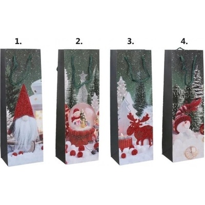 Vianočná taška na fľašu 12x36x9cm - náhodný -