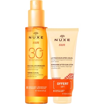 NUXE Комплект Nuxe: Слънцезащитен против стареене масло за тен SPF 30 150 мл + Слънцезащитен лосион за след слънце 100 мл