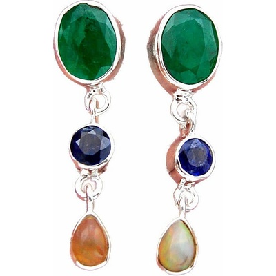 Nefertitis Smaragd indický - upravený náušnice stříbro Ag 925 53123 NF56934