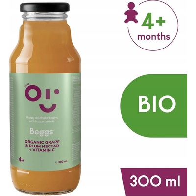Beggs BIO Nektár hrozno & slivka s vitamínom C od ukonč. 4. mesiaca 300 ml