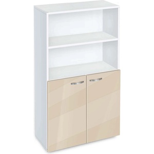 Bogdan Furniture G Етажерка BM-Ava 4 с вратички, крем гланц с бяло гладко