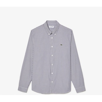Lacoste Regular-Fit Striped Cotton Shirt - White Navy