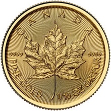 Royal Canadian Mint zlatá minca Maple Leaf 2025 1/10 oz