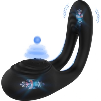 Image 1 of Paloqueth Dual Motor Vibrating Ring Black