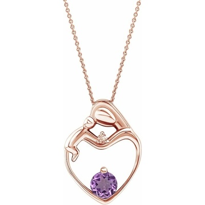 Eppi Přívěsek matka a dítě s ametystem a diamantem Ella P47002