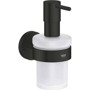 GROHE QuickFix Start - Дозатор за сапун с държач, стъкло/матово черно 411952430 (411952430)
