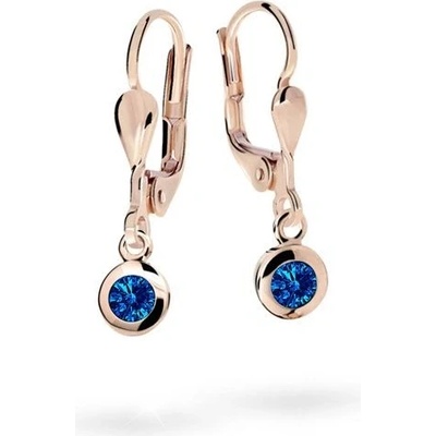 Danfil dievčenské náušnice C1537 zo ružového zlata dark blue klapka